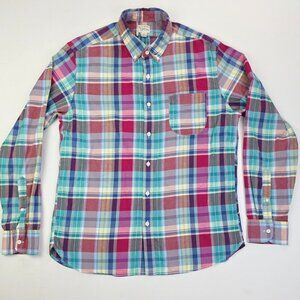 J. Crew Indian Madras Mens Size Large Multi Plaid Button Down Long Sleeve Shirt